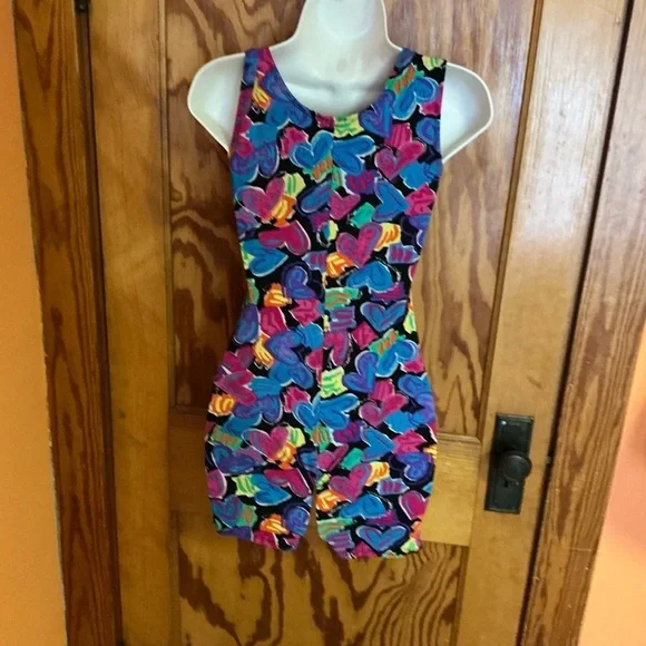 Vintage 80s bright hearts unitard - Picture 12 of 12